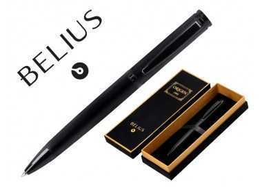 Boligrafo belius origen 1995 aluminio textura cepillada color negro tinta azul caja de diseño