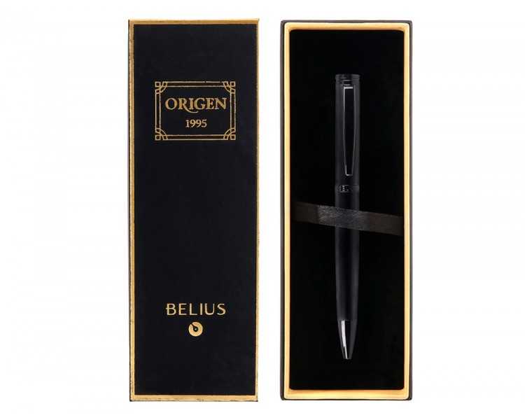 Boligrafo belius origen 1995 aluminio textura cepillada color negro tinta azul caja de diseño