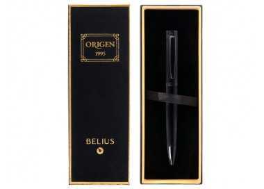 Boligrafo belius origen 1995 aluminio textura cepillada color negro tinta azul caja de diseño