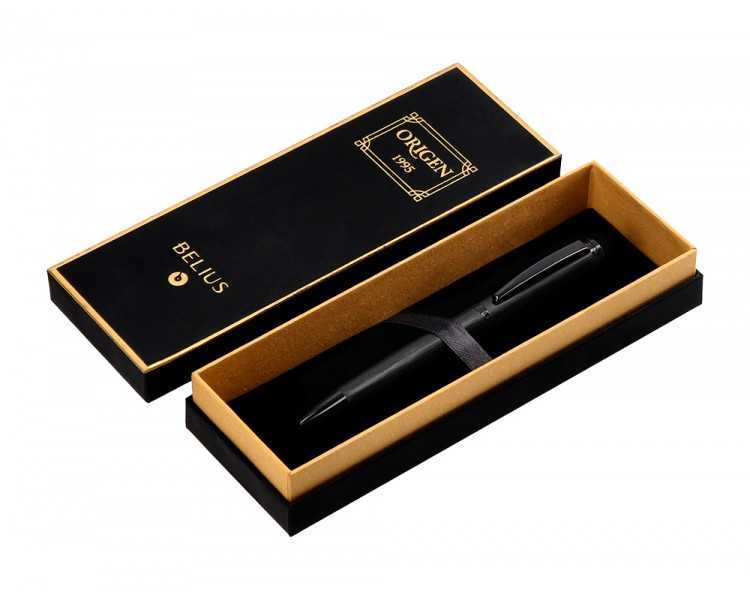 Boligrafo belius origen 1995 aluminio textura cepillada color negro tinta azul caja de diseño