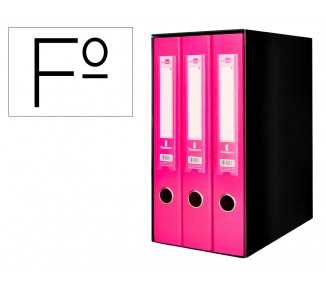 Modulo liderpapel 3 archivadores folio 2 anillas mecanismo de palanca 52mm rosa