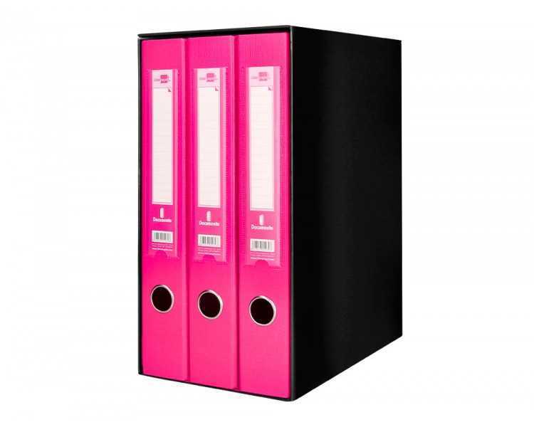 Modulo liderpapel 3 archivadores folio 2 anillas mecanismo de palanca 52mm rosa