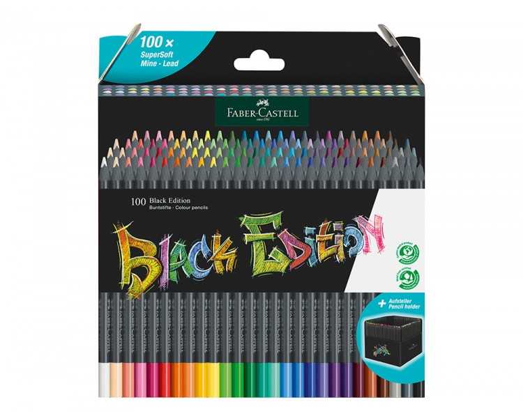 Lapices de colores faber castell edicion black soporte de 100 unidades colores surtidos