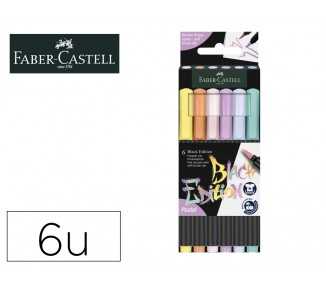 Rotulador faber castell edicion black punta de pincel pastel caja de 6 unidades colores surtidos