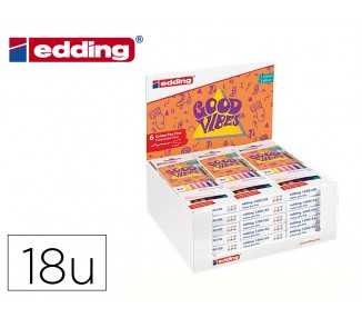 Rotulador edding punta fibra 1200 good vibes expositor con 18 cajas de 6 colores surtidos