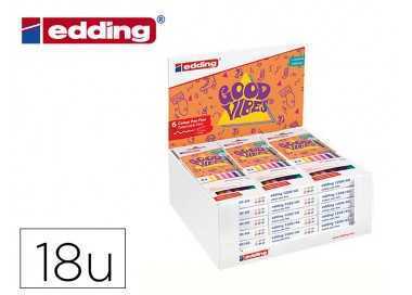 Rotulador edding punta fibra 1200 good vibes expositor con 18 cajas de 6 colores surtidos