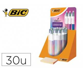 Boligrafo bic cuatro colores gradiente expositor de 30 unidades colores surtidos