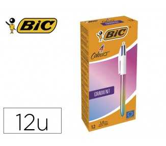 Boligrafo bic cuatro colores gradiente caja de 12 unidades colores surtidos