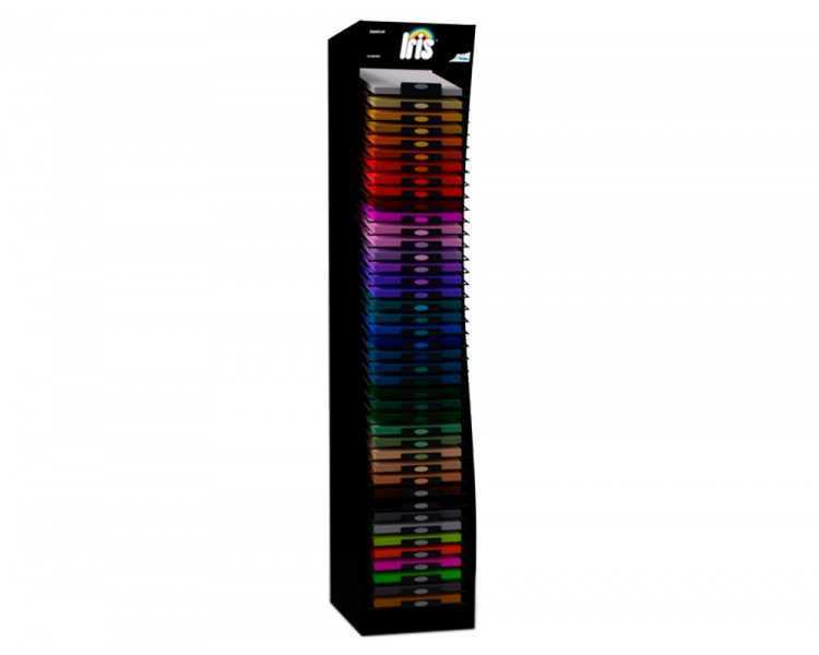Expositor cartulina guarro iris din a3 con 42 estantes 2000x335x520 mm