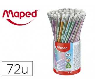 Lapices de grafito maped plastico glitter deco hb con goma 72 colores surtidos