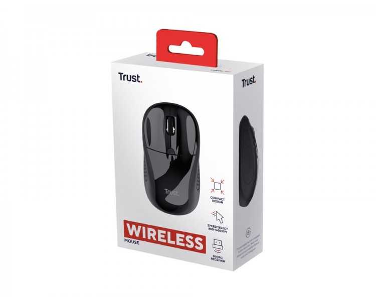 Raton trust basic optico inalambrico eco 4 botones 800/1600 dpi usb 2.0 color negro