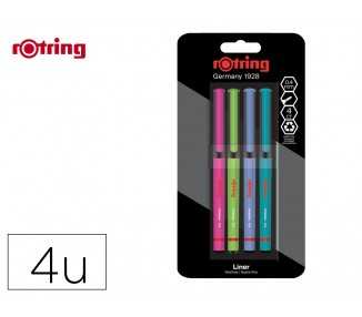 Rotulador rotring fineliner punta metalica 0,4 mm pack de 4 colores surtidos