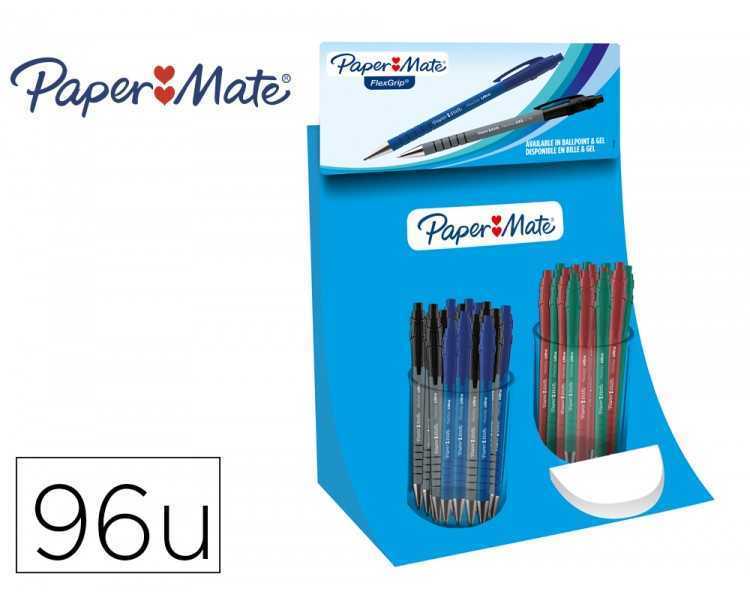 Boligrafo flexgrip retractil expositor de 96 unidades colores surtidos