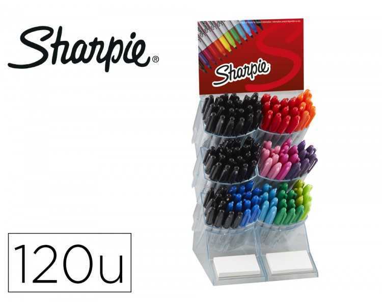 Rotulador sharpie fine expositor sobremesa de 120 unidades colores surtidos