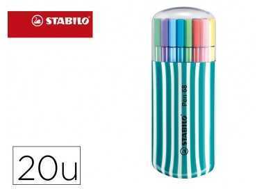 Rotulador stabilo punta de fibra pen 68 zebrui turquesa estuche de 20 unidades colores surtidos