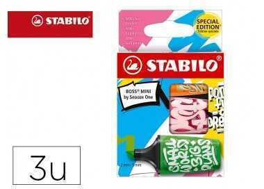 Rotulador stabilo boss mini fluorescente by snooze one estuche de 3 unidades colores surtidos