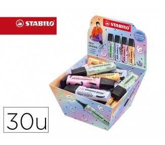 Rotulador stabilo boss fluorescente original pastel by ju schnee expositor de 30 unidades colores surtidos