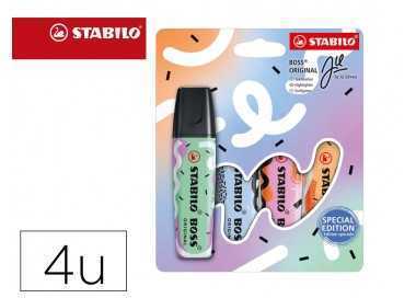Rotulador stabilo boss fluorescente original pastel by ju schnee estuche de 4 colores surtidos