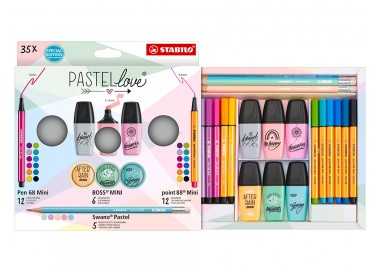 Set stabilo pastel love mini world pen 68 / point 88 / boss / swano 35 unidades surtidas Set stabilo pastel love mini world pen 68 / point 88 / boss / swano 35 unidades surtidas