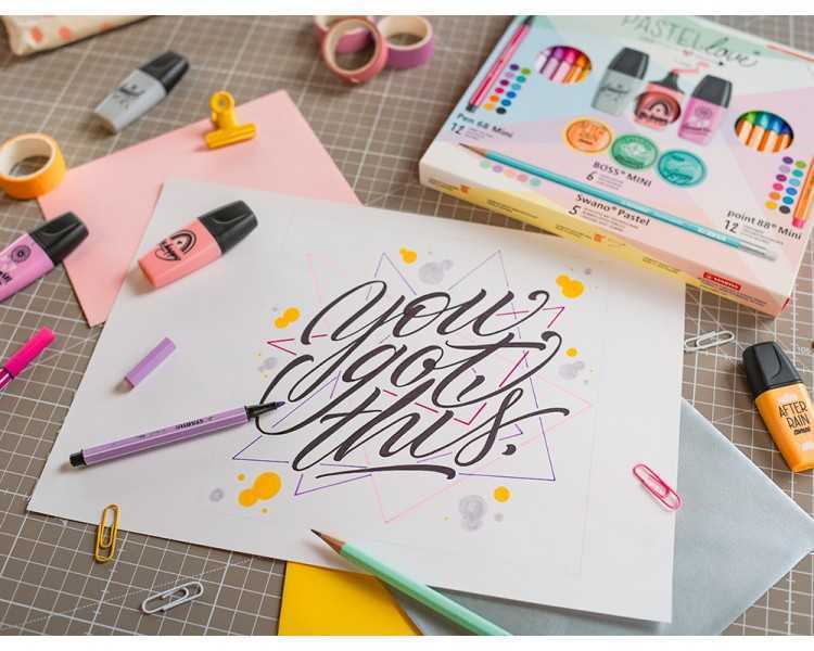 Set stabilo pastel love mini world pen 68 / point 88 / boss / swano 35 unidades surtidas