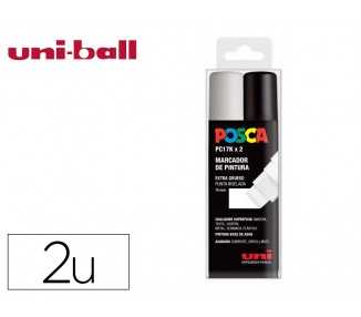 Rotulador uni posca pc-17k/2c marcador de pintura punta biselada 15 mm estuche de 2 unidades blanco/negro