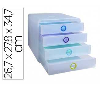 Fichero cajones sobremesa exacompta pop box translucido 4 cajones multicolor