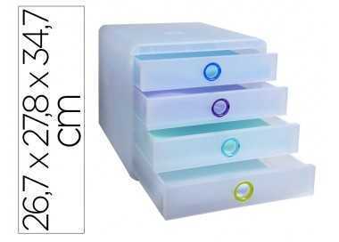 Fichero cajones sobremesa exacompta pop box translucido 4 cajones multicolor