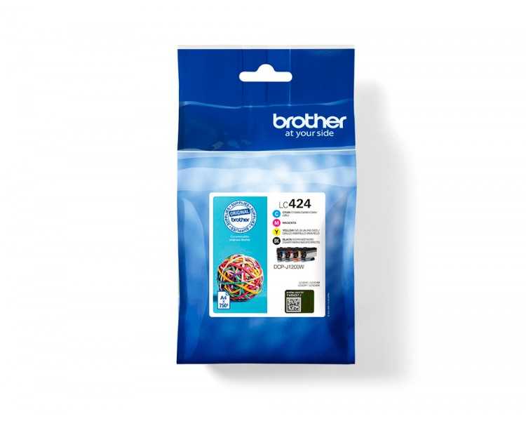 Ink-jet brother lc424val dcp-j1200w pack 4 colores negro / amarillo / cian / magenta 750 hojas