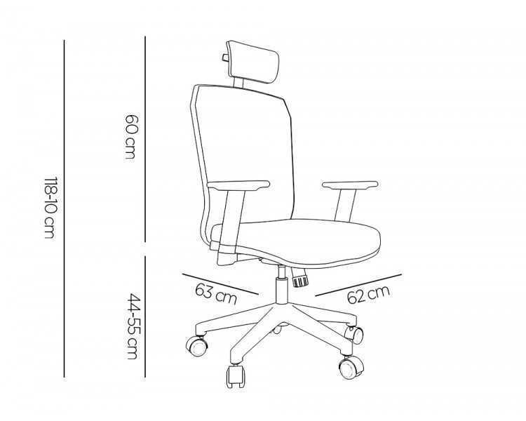 Silla giratoria q-connect ergonomica respaldo alto y reposacabeza ajustable en altura 1180+100x630x625 mm