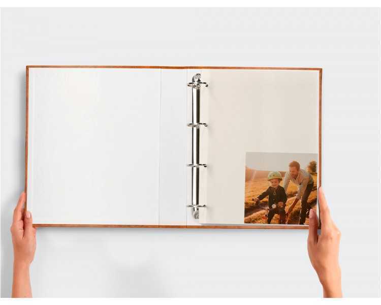 Album de fotos liderpapel anillas serie classic con 20 hojas autoadhesivas color marron