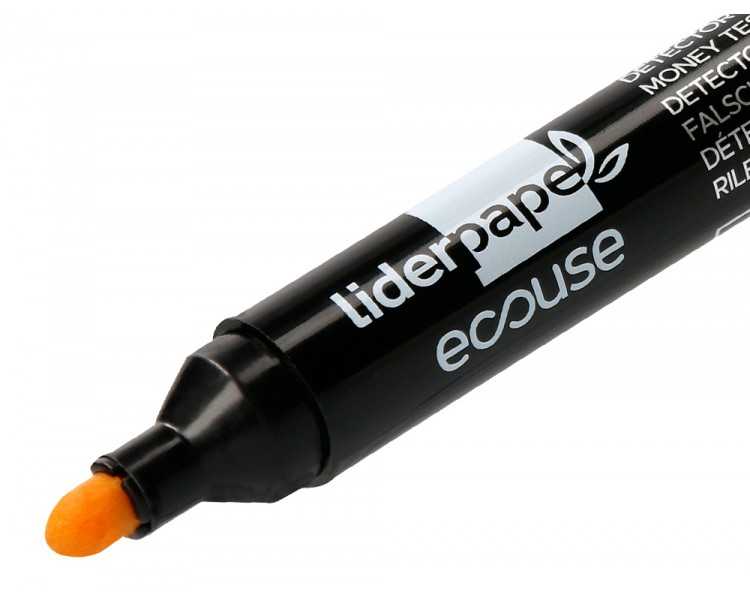Rotulador liderpapel ecouse detector de billetes falsos cuerpo plastico 100% reciclado en blister