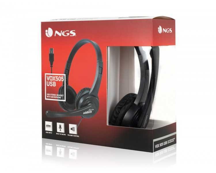 Auricular ngs vox 505 microfono y control de volumen diadema ajustable