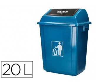 Papelera contenedor q-connect plastico con tapa de balancin 20 litros azul 340x240x450 mm