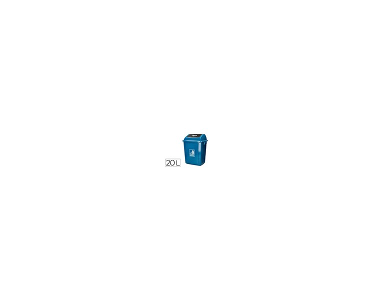 Papelera contenedor q-connect plastico con tapa de balancin 20 litros azul 340x240x450 mm