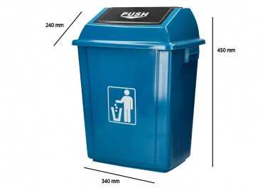 Papelera contenedor q-connect plastico con tapa de balancin 20 litros azul 340x240x450 mm