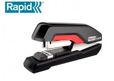 Grapadora rapid supreme s50 plastico capacidad de grapado 50 hojas usa grapas 24/6-8+ y 26/6-8+ color negro/rojo