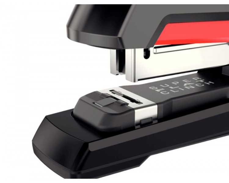 Grapadora rapid supreme s50 plastico capacidad de grapado 50 hojas usa grapas 24/6-8+ y 26/6-8+ color negro/rojo