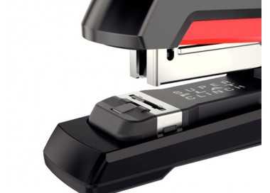 Grapadora rapid supreme s50 plastico capacidad de grapado 50 hojas usa grapas 24/6-8+ y 26/6-8+ color negro/rojo
