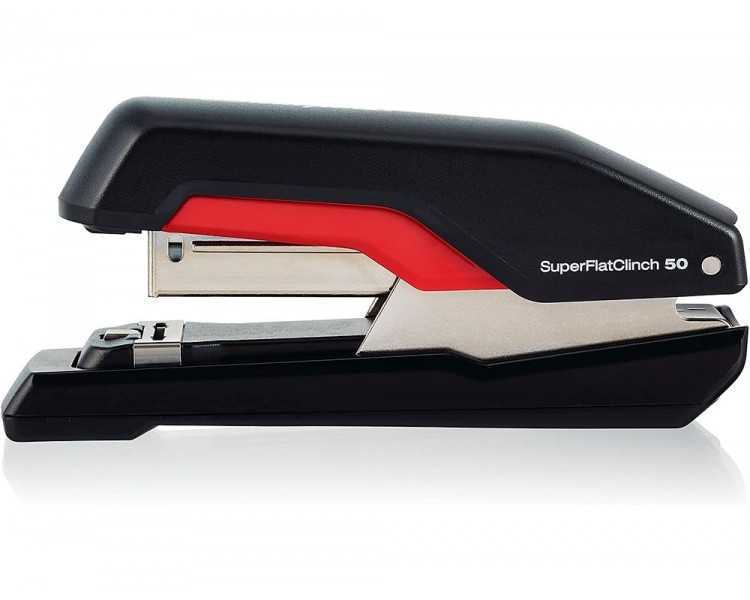 Grapadora rapid supreme s50 plastico capacidad de grapado 50 hojas usa grapas 24/6-8+ y 26/6-8+ color negro/rojo