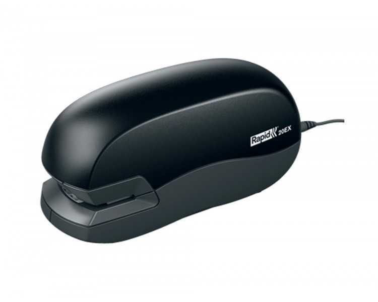 Grapadora rapid electrica 20ex fixativ capacidad de grapado 20 hojas usa grapas 24/6 y 26/6 color negro