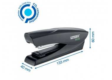 Grapadora rapid fashion eco plastico 100% reciclado capacidad 25 hojas usa grapas 24/6 y 26/6 color negro