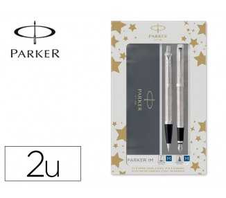 Juego parker im essential acero ct boligrafo + pluma