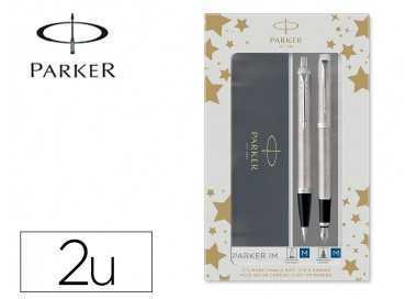 Juego parker im essential acero ct boligrafo + pluma