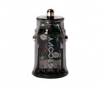 Cargador de coche groovy usb+tipo c 3.4a gris oscuro transparente