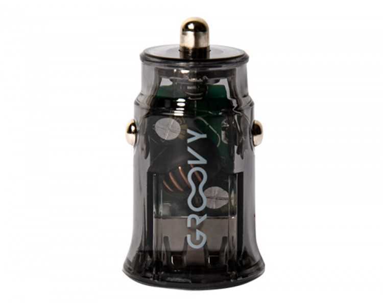 Cargador de coche groovy usb+tipo c 3.4a gris oscuro transparente