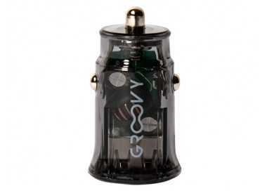 Cargador de coche groovy usb+tipo c 3.4a gris oscuro transparente