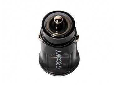 Cargador de coche groovy usb+tipo c 3.4a gris oscuro transparente