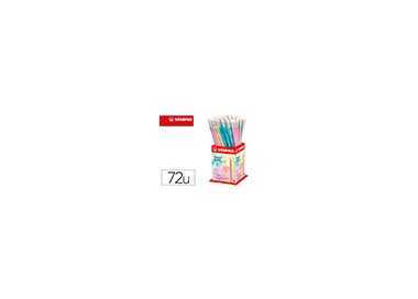 Lapices de grafito con goma stabilo swano mina 2,2 mm dureza hb expositor de 72 unidades colores pasteles
