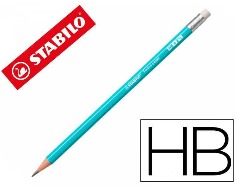 Lapices de grafito con goma stabilo swano mina 2,2 mm dureza hb azul pastel