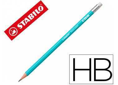 Lapices de grafito con goma stabilo swano mina 2,2 mm dureza hb azul pastel